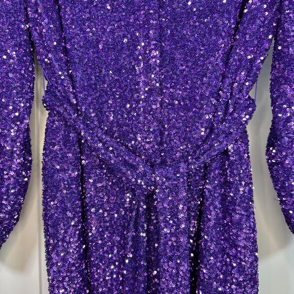& Other Stories All Over Purple Sequin Mini Shirt Dress - Small - Picture 6 of 12
